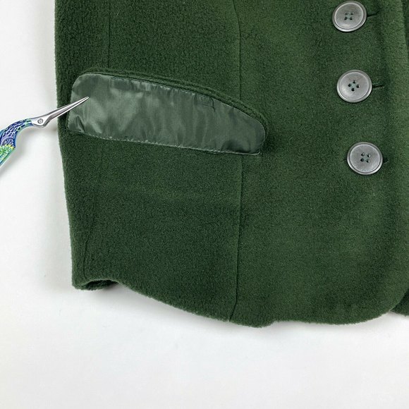 Express Tailleur Women's Size S Small Green Fleece 4-Button Lined Coat Jacket - Picture 11 of 11